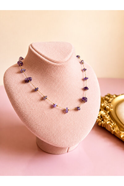 FLAWSOME JEWELRY STORE Amethyst Natural Stone Steel Tarnish-Resistant Durable...