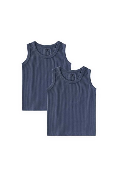 Cigit Double Wide Strap Undershirt 2-9 Years Old Navy Blue