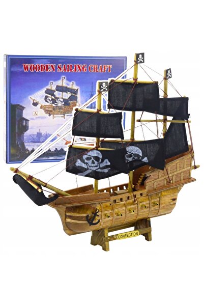 LeanToys Model de colecție decorativ, navă pirat neagră 33X29Cm