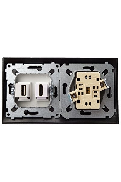 NO BRAND Priză de perete încastrată 1 USB 1 HDMI 2x 230V