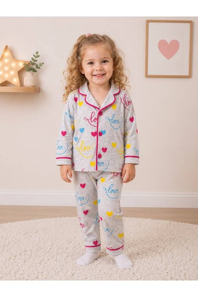 derin baby 100% Cotton Long Sleeve Buttoned Seasonal Colorful Heart Love Patt...