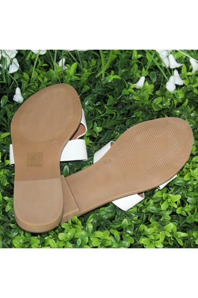 NO BRAND Papuci albi plați de damă, mărimea 38 / 24.5cm