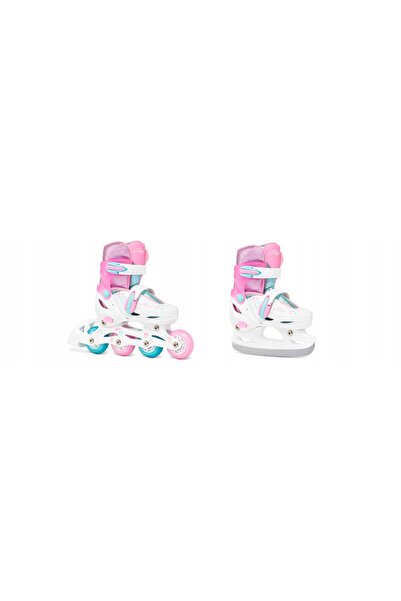NO BRAND Patine de hochei pe role 2 în 1 Raven Loret Glitter Alb/Mentă/Roz 34...