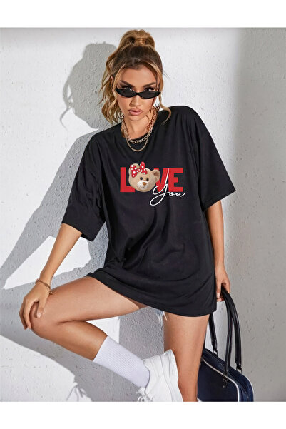 yombaa Love Ayicik Design Printed Oversize Combed Cotton T-Shirt