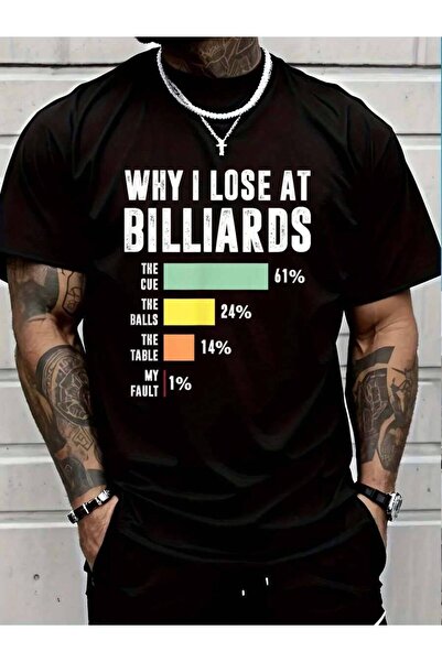 01THEONE تي شيرت من القطن بنسبة 100% بطبعة "Why I Lose At Billiards، تي شيرت ...