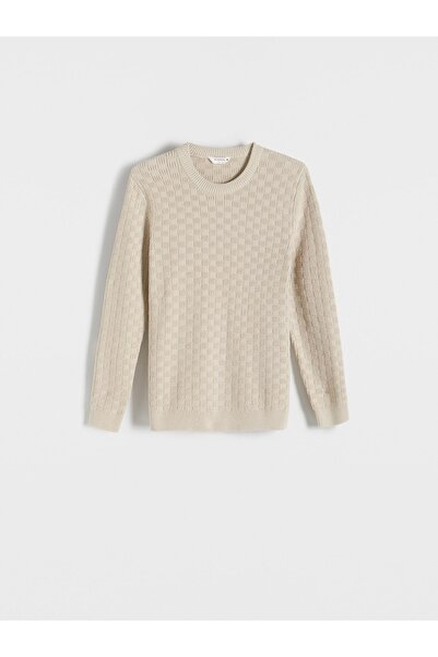 NO BRAND Cardigan tricotat bej, cu mânecă lungă, guler rotund clasic, XL clasic