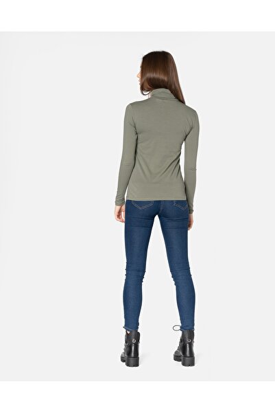 NO BRAND Pulover elegant slim de damă, cu guler înalt, clasic, uni, din bumba...