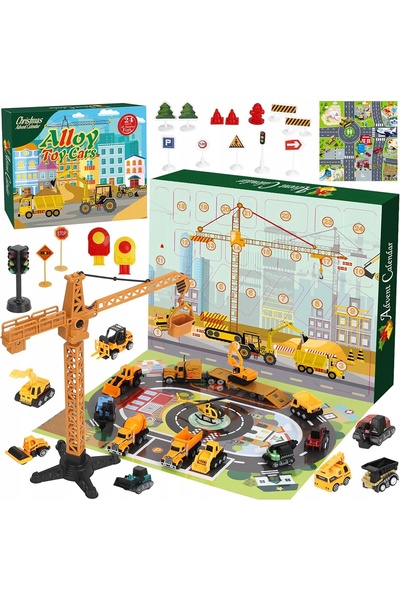 NO BRAND Calendar de Advent Vertical Mașini Jucării 24 El.