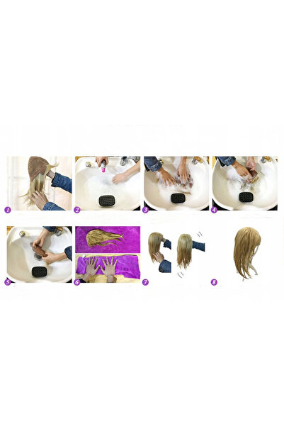 NO BRAND Perucă blondă-maro ombre, lungă, ondulată, cu breton