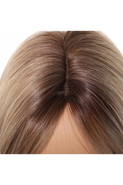 NO BRAND Perucă de damă, blond mixt, păr lung cu breton, 24 inch