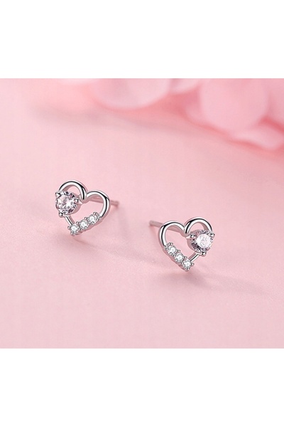 NO BRAND Cercei din argint 925 Sterling, inimi cu zirconiu, cu închidere tip ...