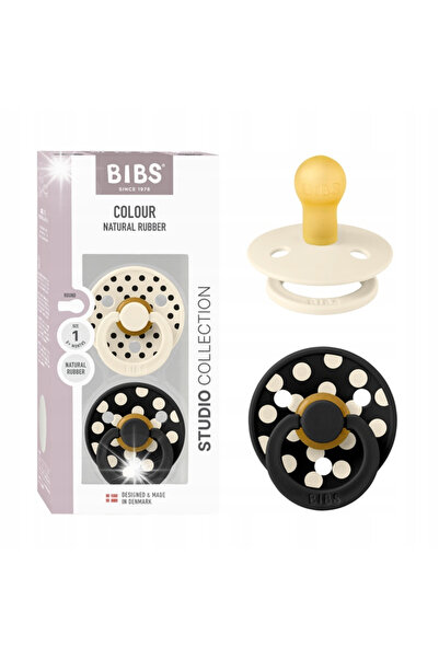 NO BRAND Bibs Colour2 Suzetă pentru copii cu buline, din cauciuc, Ivory/Negru...