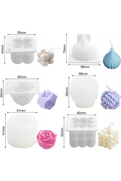 NO BRAND Set de 6 matrițe din silicon pentru lumânări și săpun, pentru fabric...