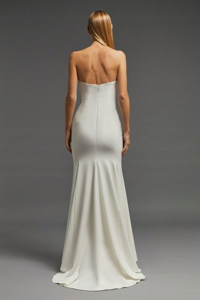 NO BRAND Coast 46 Rochie de mireasă simplă, clasică, lungă, albă, tip sirenă
