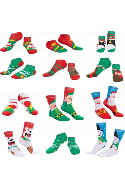 NO BRAND Șosete Calendar de Advent de Crăciun, 12 perechi, Cadou de Crăciun