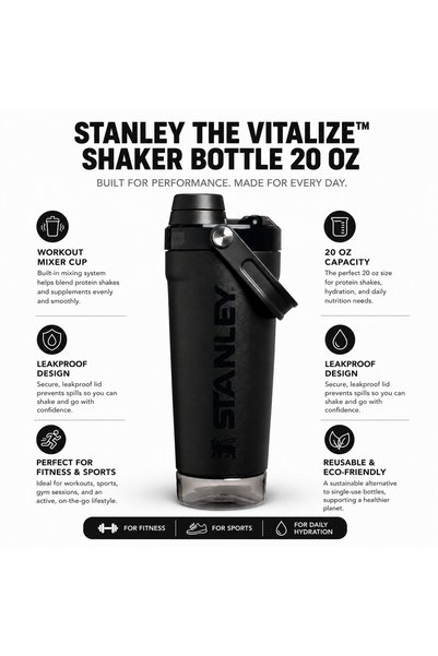UBEDGE Stanley The Vitalize™ Shaker Bottle 20 oz - Insulated Protein Shaker Bottle, Leakproof Workout Mixer Cup, Reusable Gym Water Bottle for Fitness, Sports, Protein Shakes & Daily Hydration