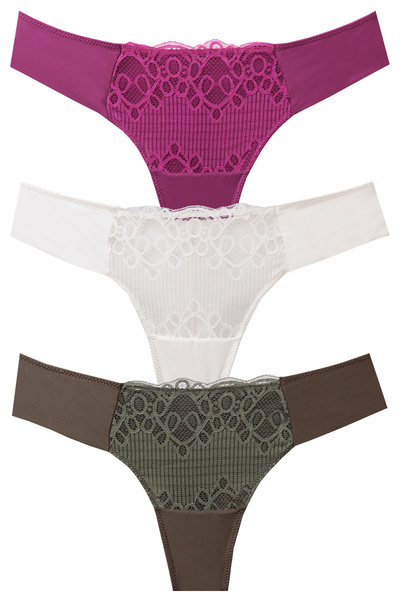 papatya lingerie Лейс Фронт - Лазерно изрязани стилни бразилски бикини, компл...