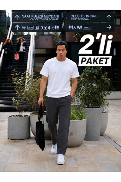 MODABOX 2-Pack Men's Premium 2 Thread Sweatpants with Comfortable Fit and Poc...