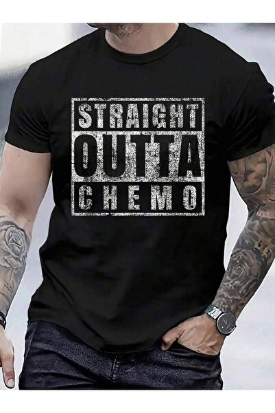 9TAY تي شيرت قطني 100% بتصميم 'Straight Outta Chemo' مضحك، هدية لمحاربي السرط...