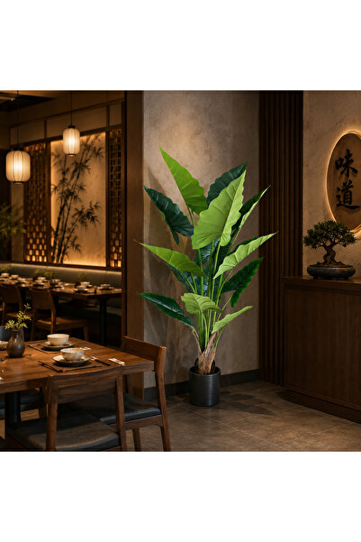 Alessandro DESIGN Decoratiune Alocasia, 14 frunze, Plastic, 170 cm, Verde