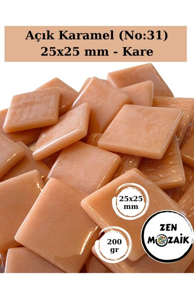 Zen Mozaik Sanatsal Mozaik Çalışmalarınız için 25 x25 mm - Kare Cam Mozaik Taşı