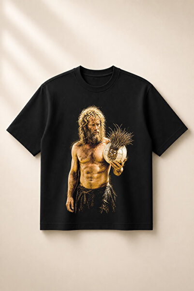 SVART WEAR تي شيرت مطبوع من Cast Away بقصة واسعة وفضفاضة للجنسين مصنوع من الق...