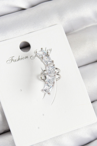 Mega Bazaar Brass Zircon Stone Model Silver Color Right Cartilage Earring