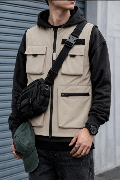 GENIUS STORE Erkek Çok Cepli Taktikal Kargo Yelek Ripstop Kumaş Outdoor Erkek...
