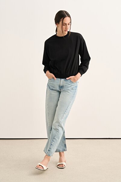 EBU Prive Women's Elastic Waist Sweat Black