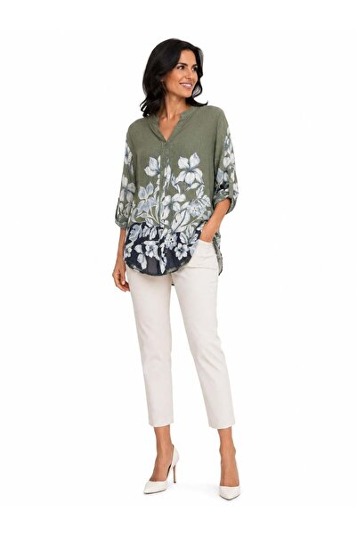 kısmet sepeti Women's Italian Model Floral Patterned Long Sleeve Stylish Line...