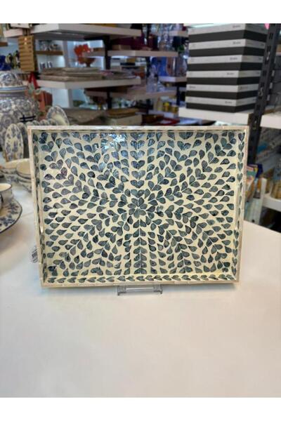 Sever MAVİ SEDEFLİ DİKDÖRTGEN TEPSİ 43X33CM