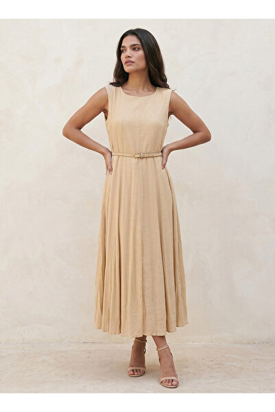 Iconic A-line Maxi Length Dress with Panelled Detail