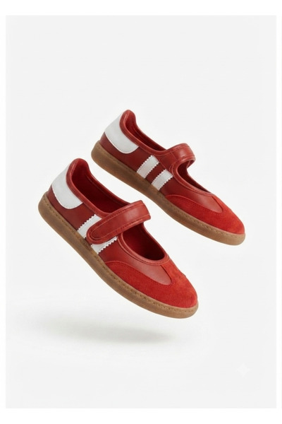 Zerenyus Menja Premium Red Velcro Comfortable Sports Ballerinas