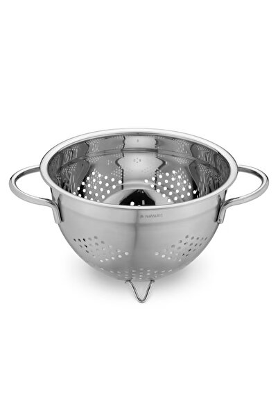 Navaris Strecurătoare, 20 cm, 3 L, cu găuri mari, bază stabilă, argintiu, oțe...