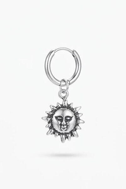 Blisse Piercing Unisex Silver Color Surgical Steel Dangle Sun Figured Hoop Ea...