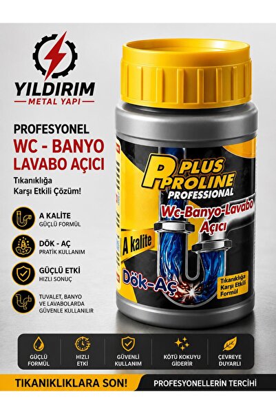 PLUS PROLİNE Profesyonel Gider Açıcı 1000 gr – Lavabo, WC, Banyo Tıkanıklık A...