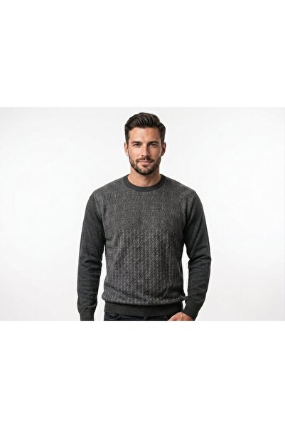 ONNO Men's Zero Collar Tricot Sweater with Elastic Waist, Steel Knitting, Cla...