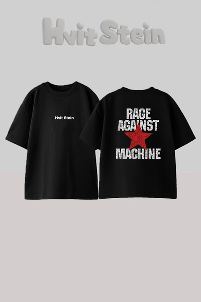 Hvit Stein تي شيرت من القطن الأسود مطبوع عليه تصميم Rage Against Machine Design