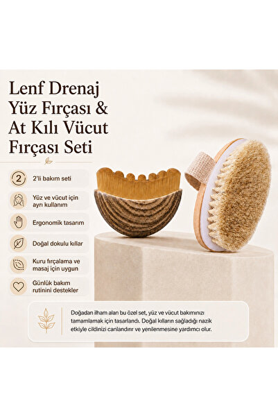 Lenf Drenaj Yüz Fırçası ve At Kılı Vücut Fırçası Seti