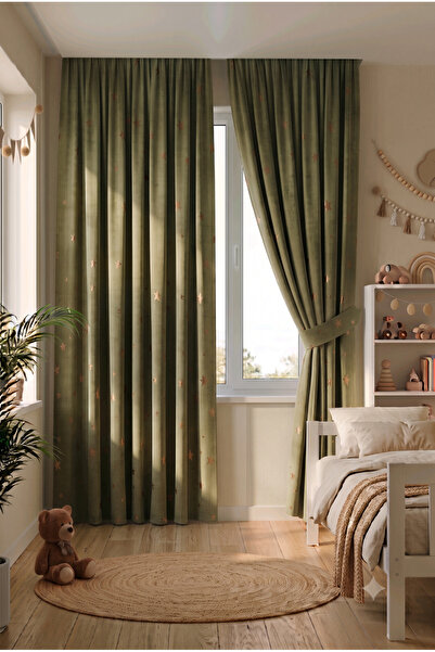 TOLLY PAW 2 Winged Baby Kids Room Background Curtain Patterned Decorative Dig...