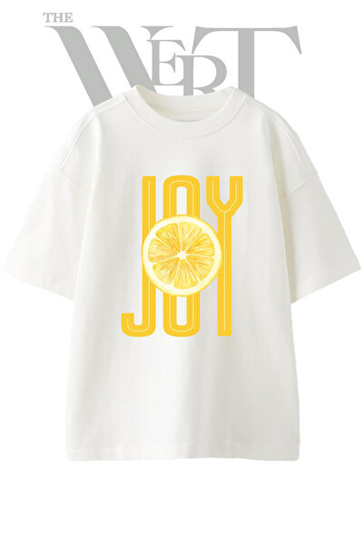 THEWERT Μπλουζάκι Lemon Joy Design με στάμπα Unisex Λευκό Oversize