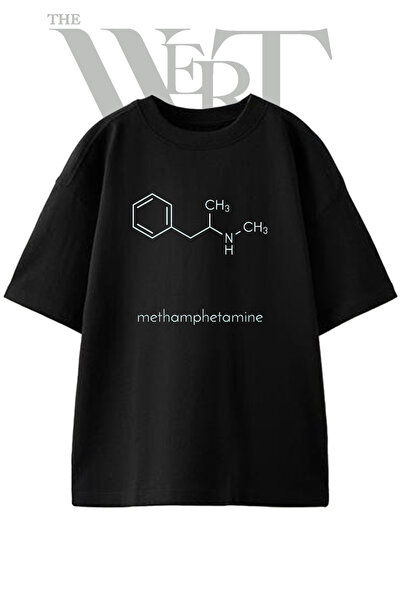 THEWERT Μεθαμφεταμίνη Σχέδιο με εκτύπωση Unisex Μαύρο Υπερμεγέθες T-shirt
