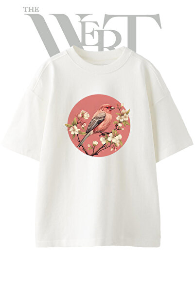 THEWERT Tricou oversize alb unisex cu imprimeu Pink Kus Design