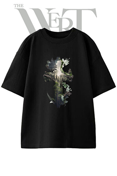 THEWERT Μπλουζάκι Forest Cross με στάμπα Unisex σε μαύρο χρώμα και oversized ...
