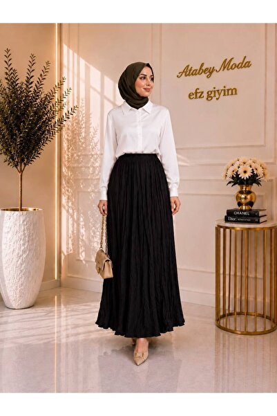 ATABEY MODA EFZ GİYİM تنورة سوداء مجعدة