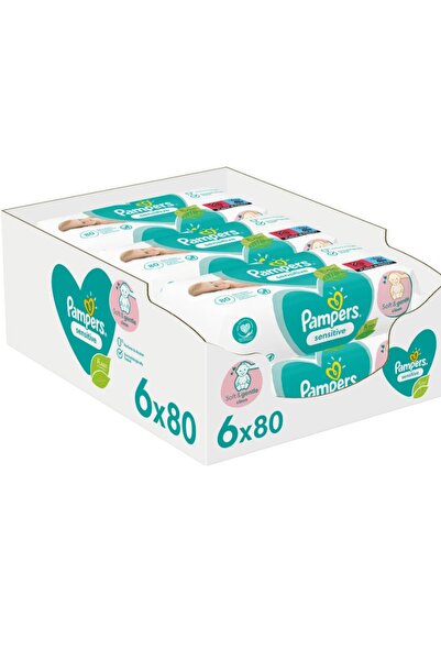 Pampers Sensitive wet wipes, pack of 6 x 80, 480 pcs.