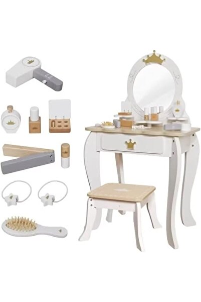Generic Wooden Kids Vanity Table and Chair Set with Mirror, Storage Drawer, P...