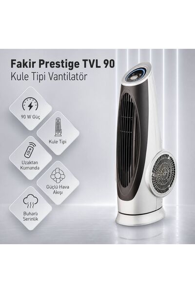 Fakir Prestige TVL 90 90W Uzaktan Kumandalı, Güçlü Hava Akışlı Kule Tipi Vant...