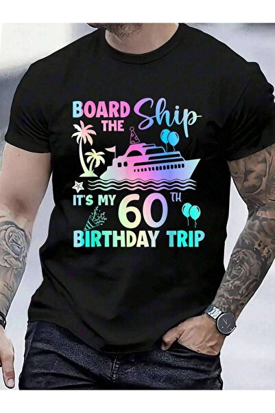 45 BPM تي شيرت قطني 100% بتصميم 'The Ship It's A 60th Birthday Cruise Trip' ل...
