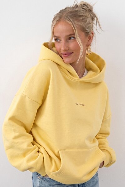 GIA - ART Ουνισέξ Φούτερ με κουκούλα Oversize Ο Πρωταθλητής ®   Κίτρινο με στ...